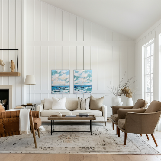 Southern Seascape Set of 2- Original Acrylic Painting Coastal Beach Landscape Wall Art