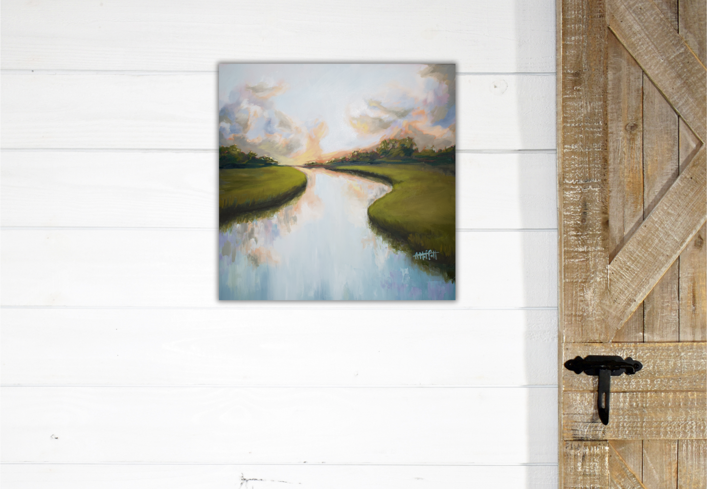 Tidal Creek Drift - Original Lowcountry Marsh Square Oil Painting