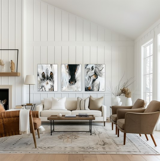 White Horse Ears – Giclée Canvas Print of Original Watercolor Equestrian Art