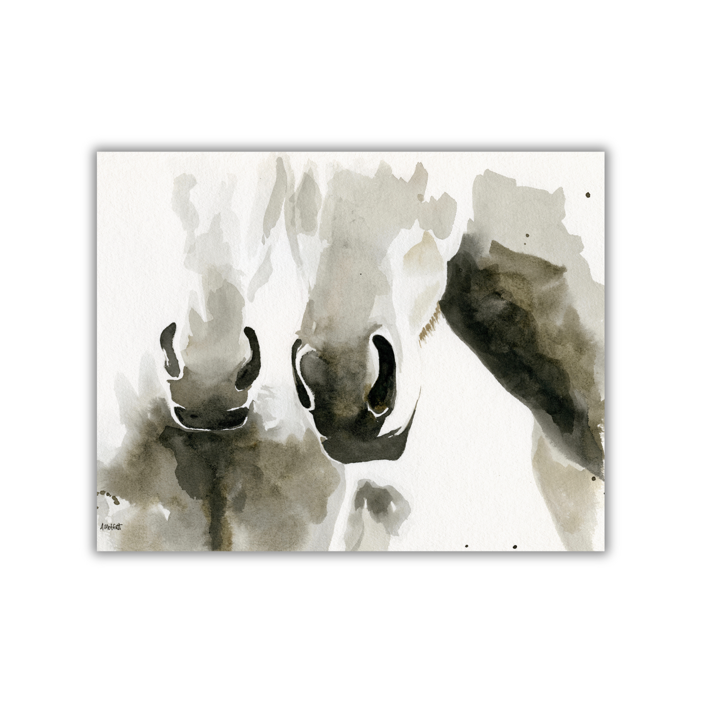 Watercolor Horse Friends Portrait- Equine Art Print by April Moffatt