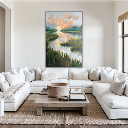 Serenity Giclée Canvas Wall Art – Lowcountry Sunset on the Marsh Painting