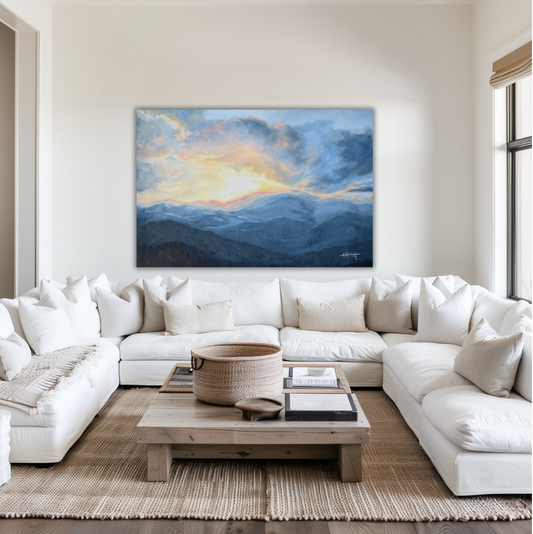 Sunset Over Blue Ridge Mountains – Giclée Art Print of Smoky Mountain Landscape by April Moffatt