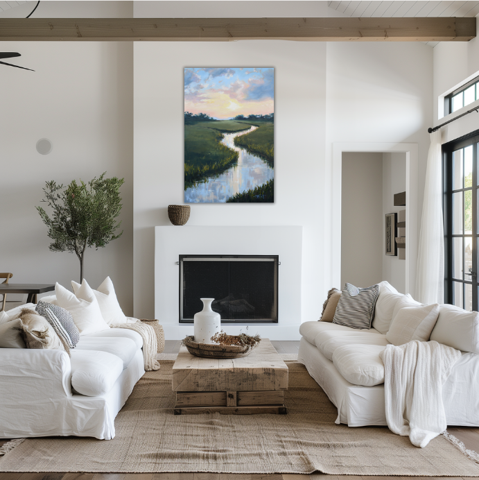 Evening Reflections Coastal Marsh Giclée Canvas Wall Art Lowcountry Painting