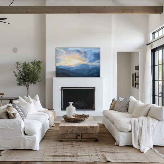 Sunset over the Blue Ridge Mountains - Original Impressionist Mountain Landscape Painting