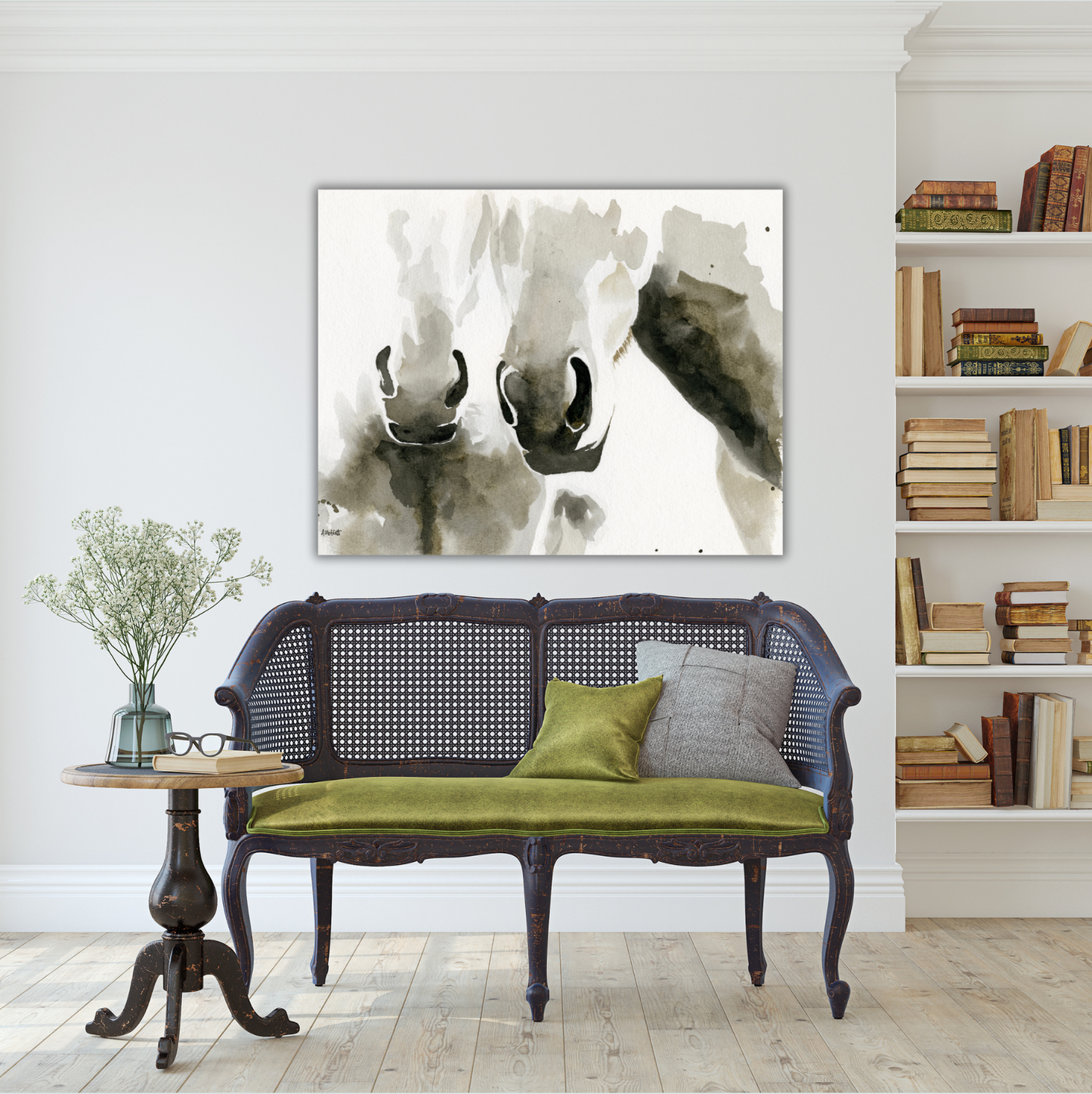 Watercolor Horse Friends Portrait- Equine Art Print by April Moffatt