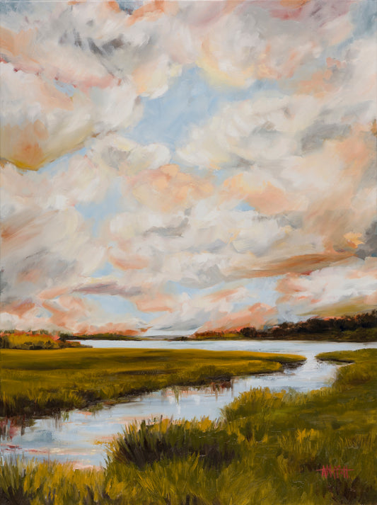 Clouds over the Marsh - Lowcountry Neutral Marsh Giclée Canvas Art Print