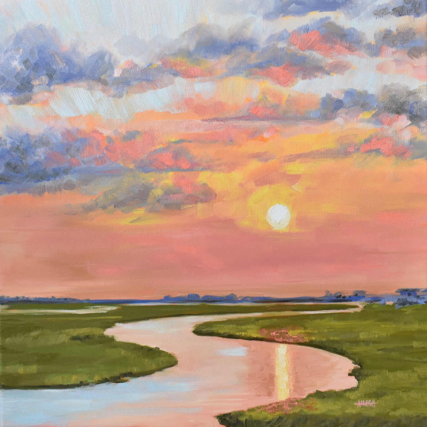 Glassy Waters on the Marsh - Mounted Paper Art Print
