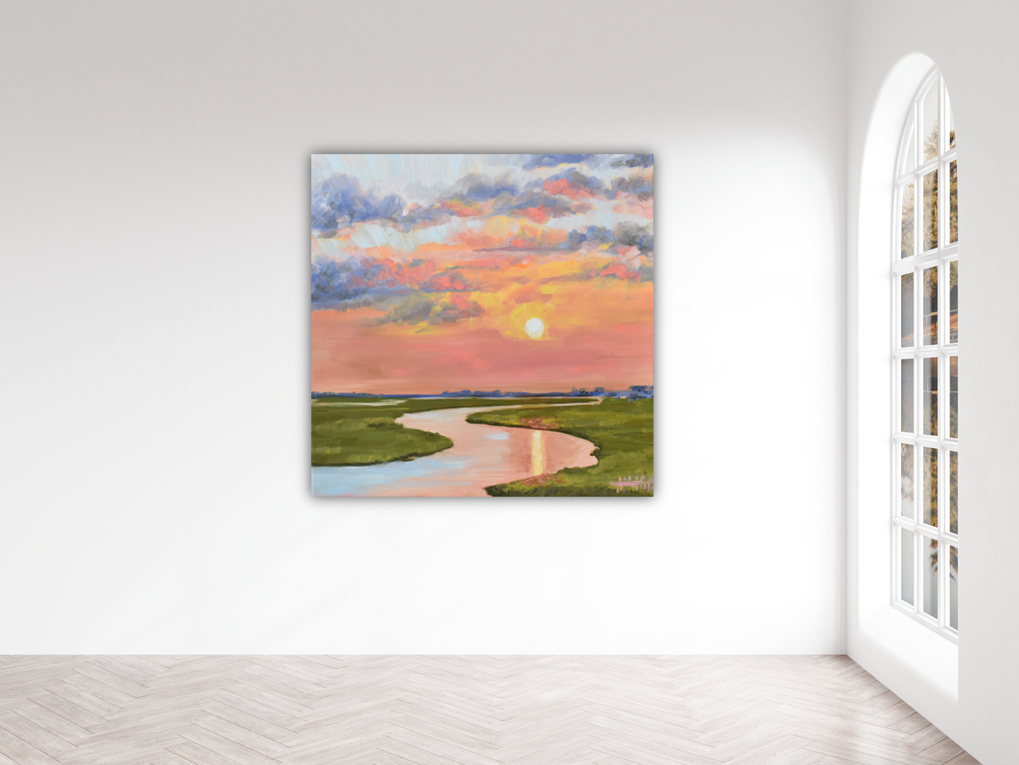 Glassy Waters on the Marsh Original Lowcountry Marsh Sunset Oil Painting