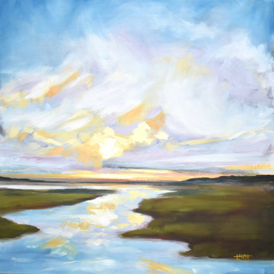 Lowcountry Daybreak - Square Giclée Canvas Art Print by April Moffatt