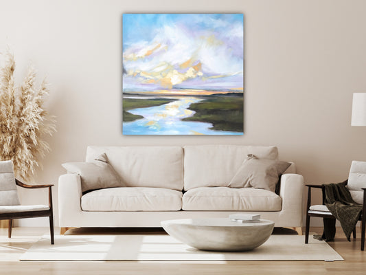 Lowcountry Daybreak - Square Giclée Canvas Art Print by April Moffatt
