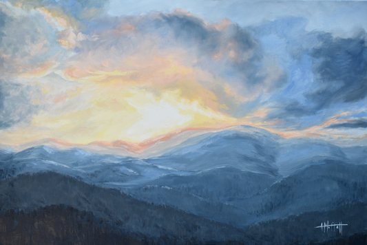 Sunset Over Blue Ridge Mountains – Giclée Art Print of Smoky Mountain Landscape by April Moffatt