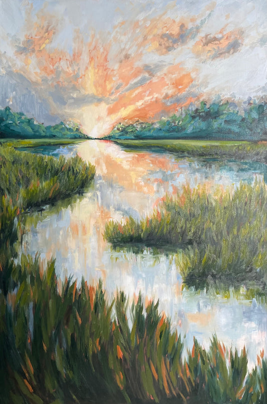Serenity Giclée Canvas Wall Art – Lowcountry Sunset on the Marsh Painting