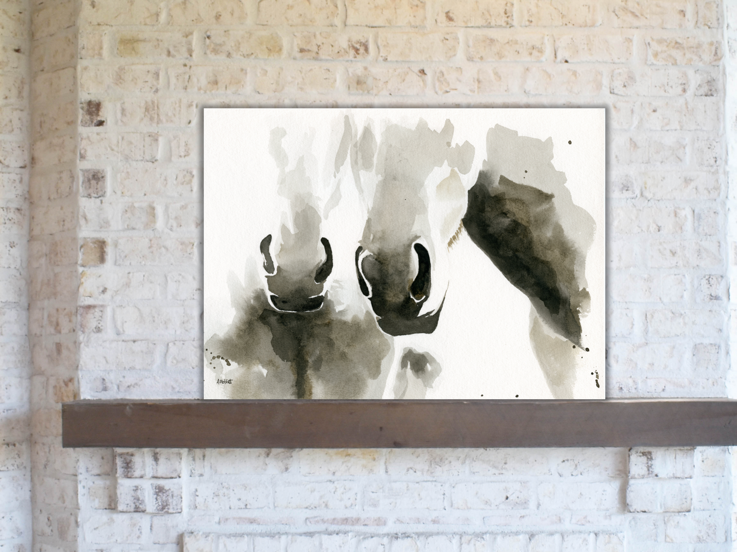 Watercolor Horse Friends Portrait- Equine Art Print by April Moffatt