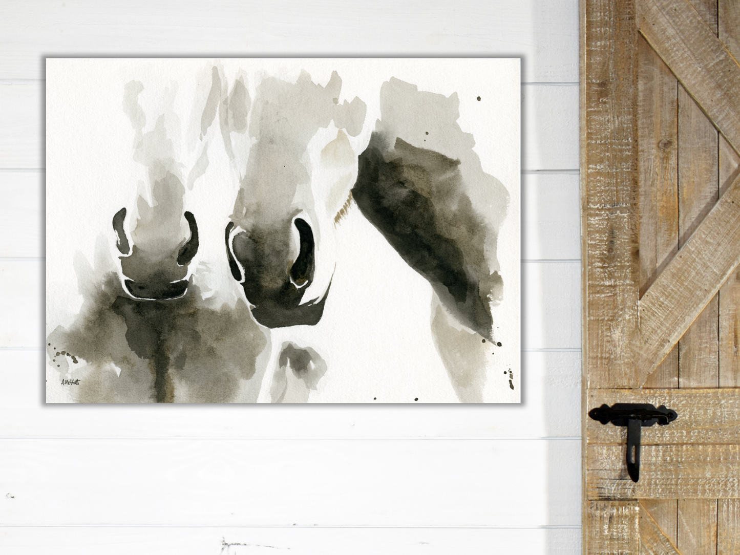 Watercolor Horse Friends Portrait- Equine Art Print by April Moffatt