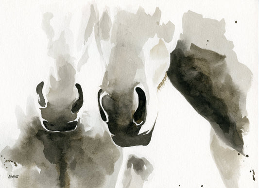 Watercolor Horse Friends Portrait- Equine Art Print by April Moffatt