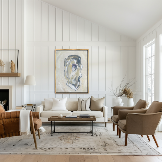 Beige Oyster 1 :  Hand-Embellished Limited Edition Giclée