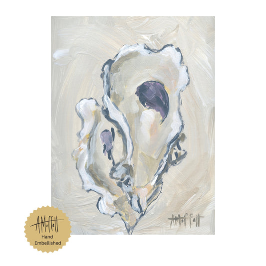 Beige Oyster 2 - Coastal Marsh Giclée Hand Embellished