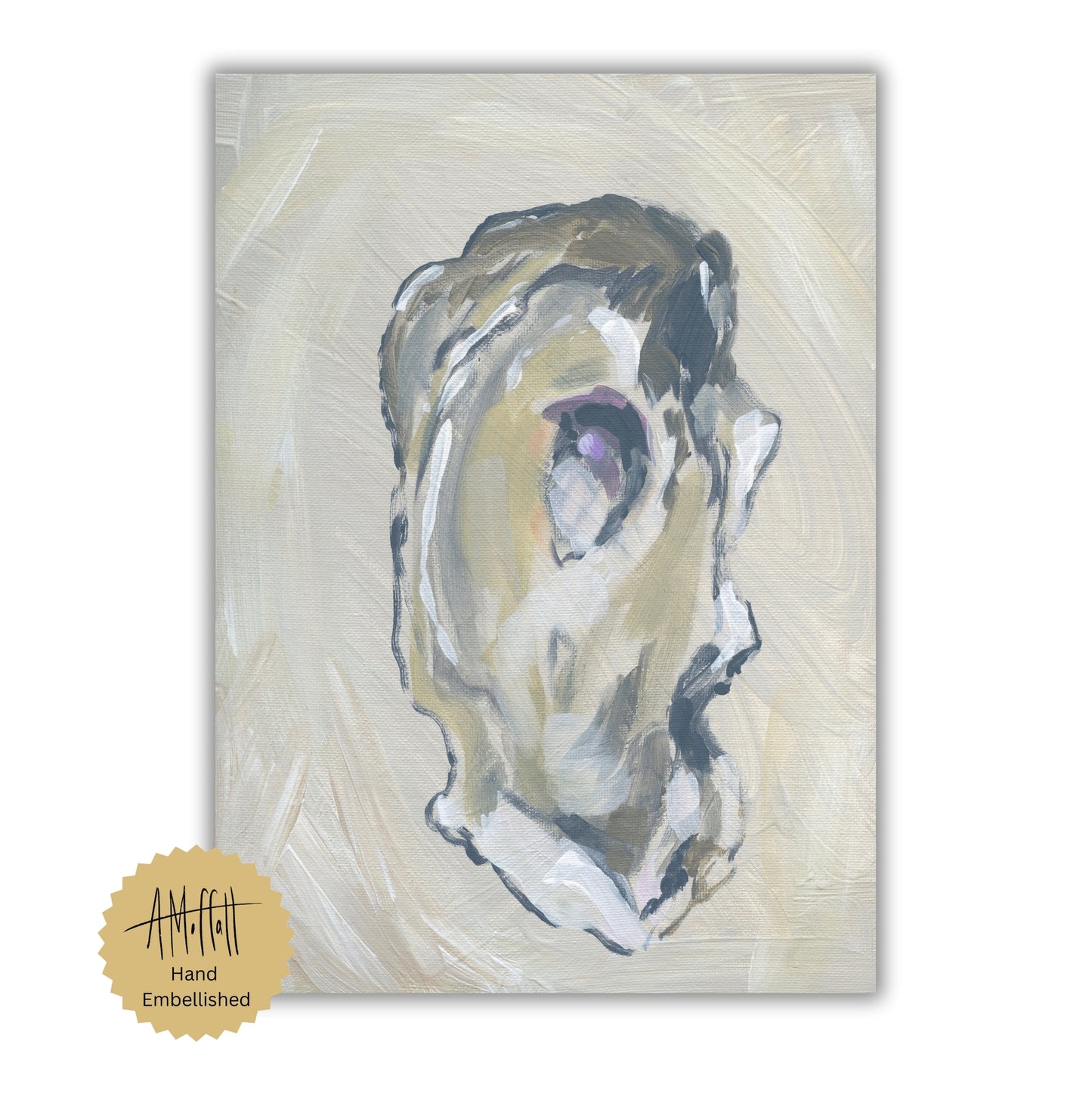 Beige Oyster 1 :  Hand-Embellished Limited Edition Giclée