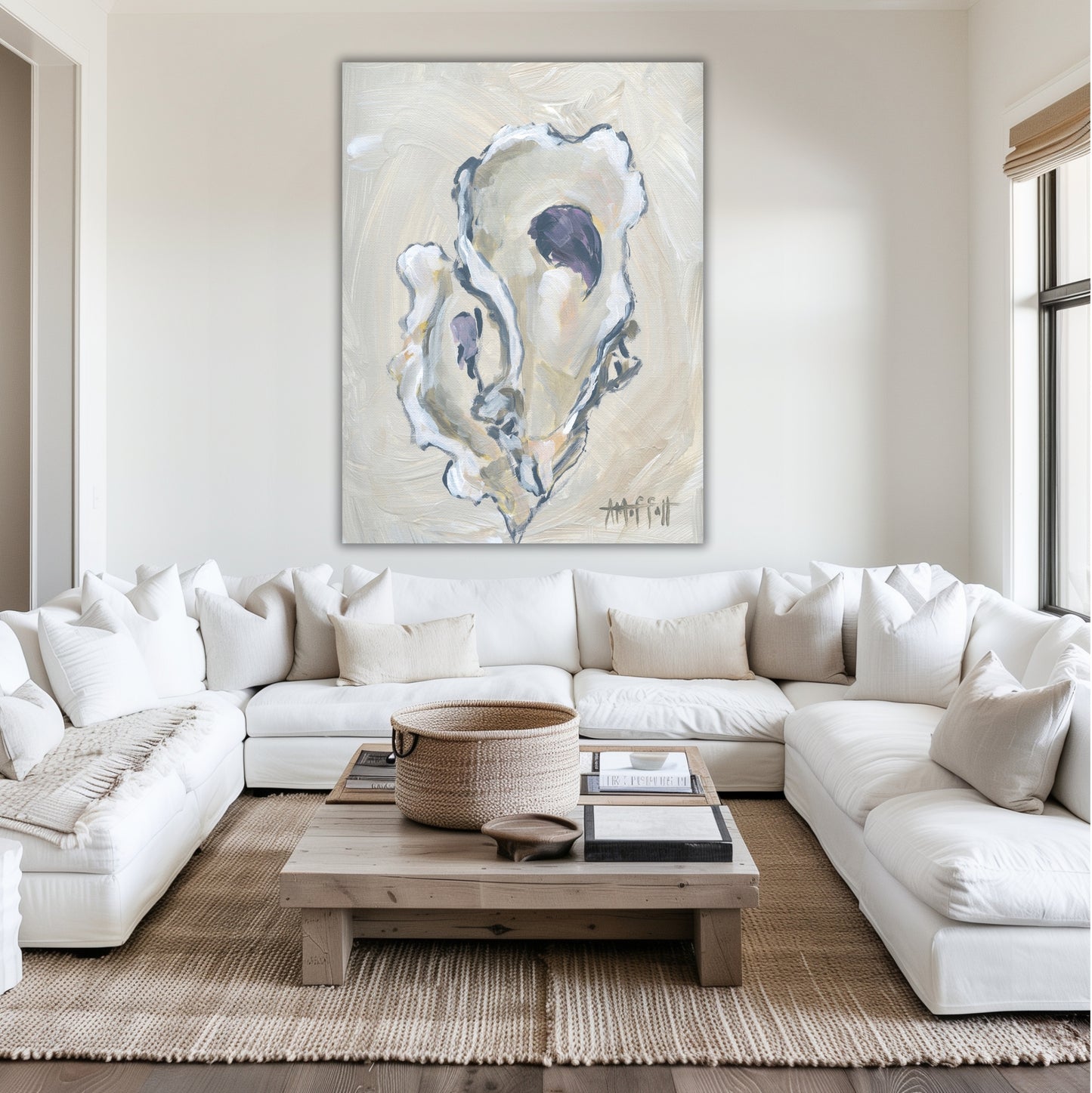 Beige Oyster 2 Hand Embellished Giclee