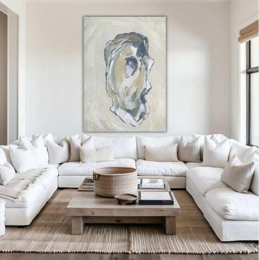Beige Oyster 1 - Coastal Marsh Giclée Hand Embellished