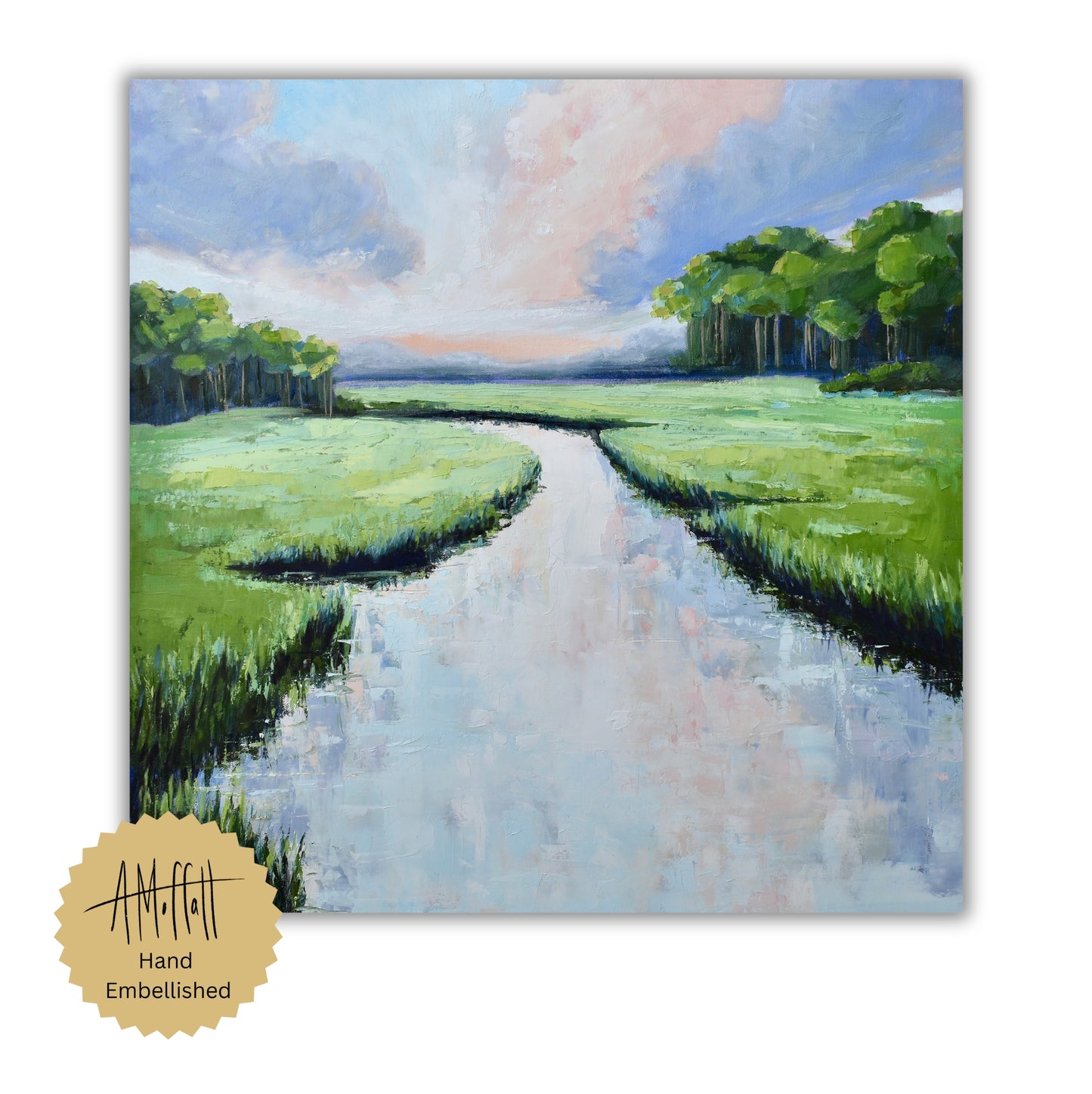 Periwinkle Reflection on Broad Creek Hilton Head - Hand-Embellished Limited Edition Giclée