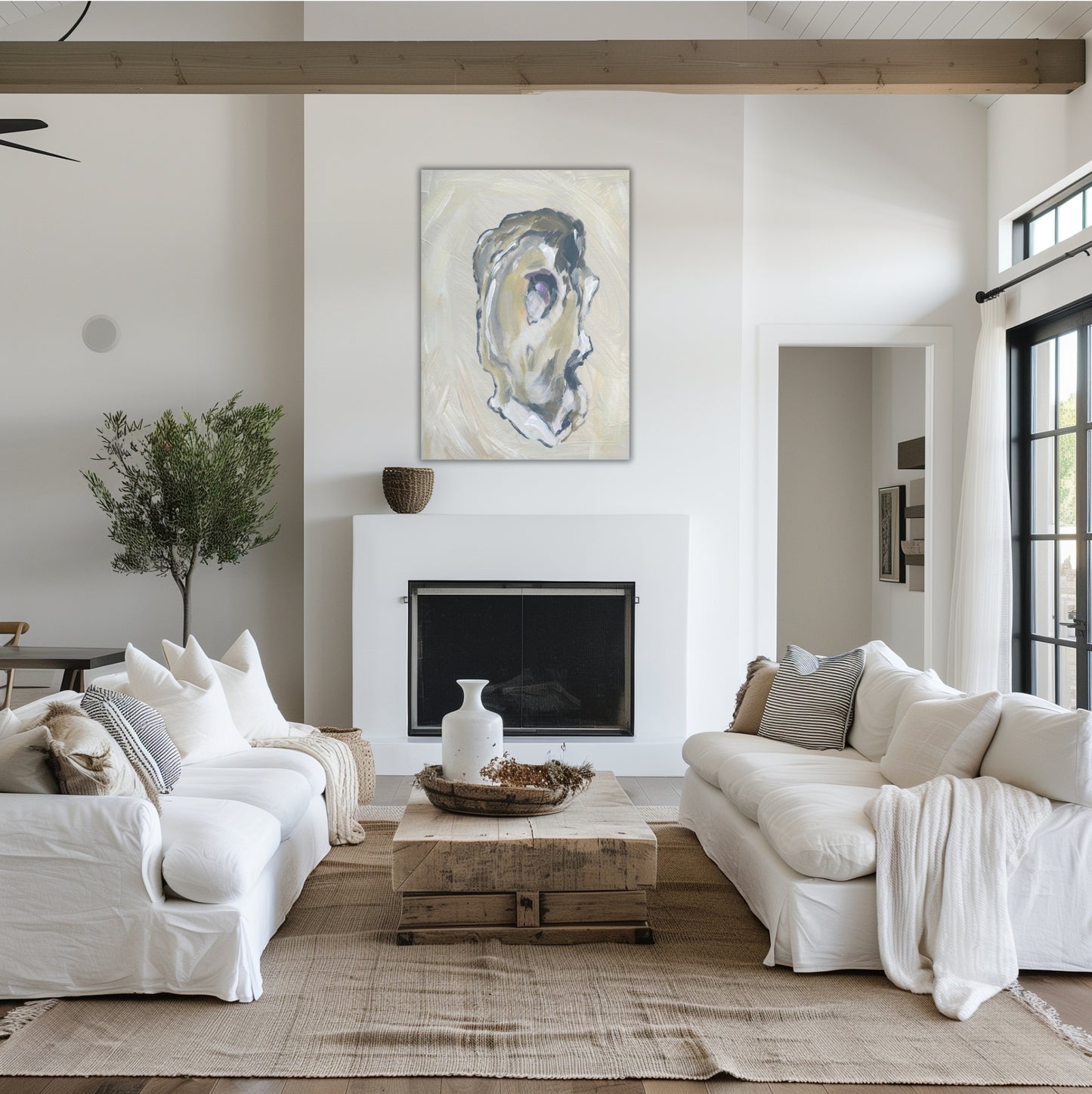 Beige Oyster 1 :  Hand-Embellished Limited Edition Giclée