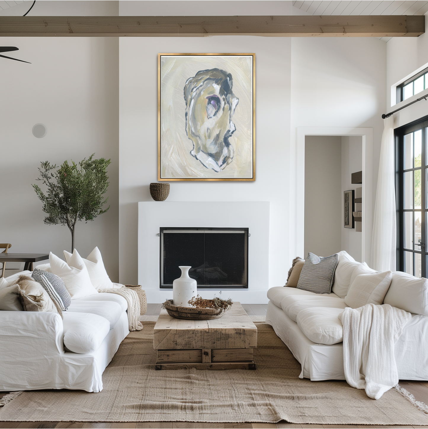 Beige Oyster 1 :  Hand-Embellished Limited Edition Giclée