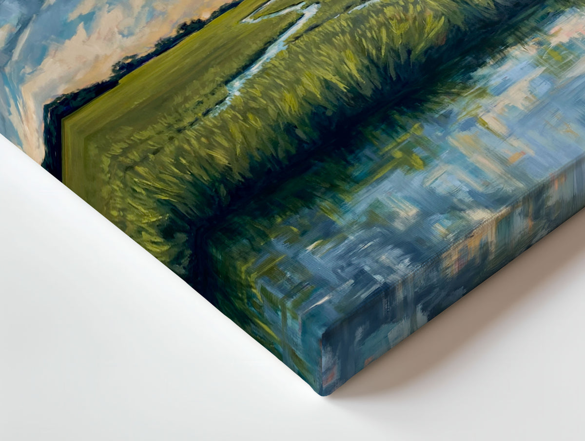 Dusk Over the Marsh - Savannah Marsh Art Hand-Embellished Oil Giclée