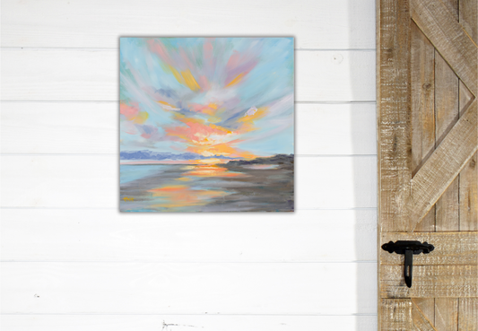 Original Oil Painting - Pastel Clouds at Folly Beach