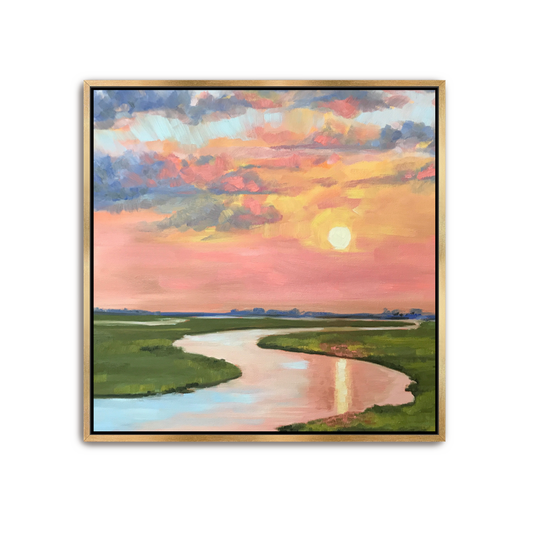 Glassy Waters - Lowcountry Marsh Hand-Embellished Oil Giclée