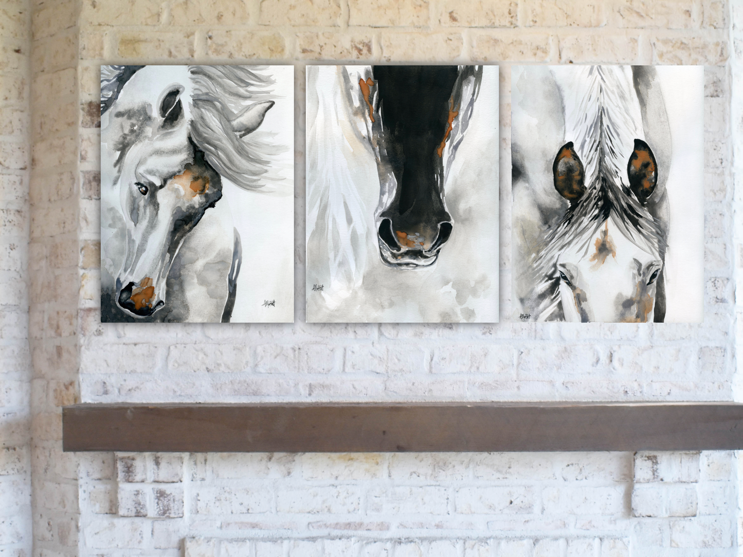 Dark Horse Muzzle – Giclée Canvas Print of Original Watercolor Horse Portrait
