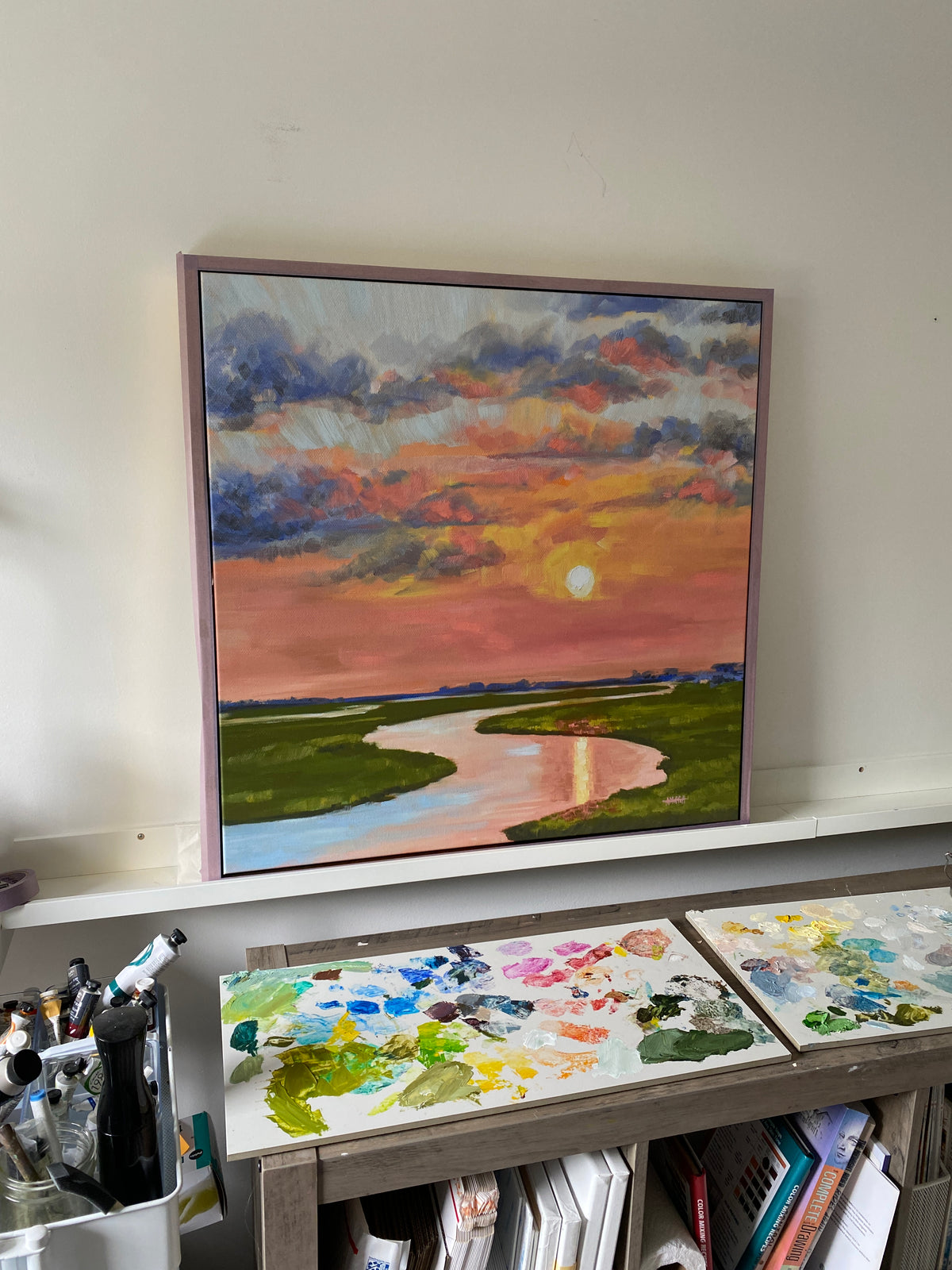 Glassy Waters - Lowcountry Marsh Hand-Embellished Oil Giclée