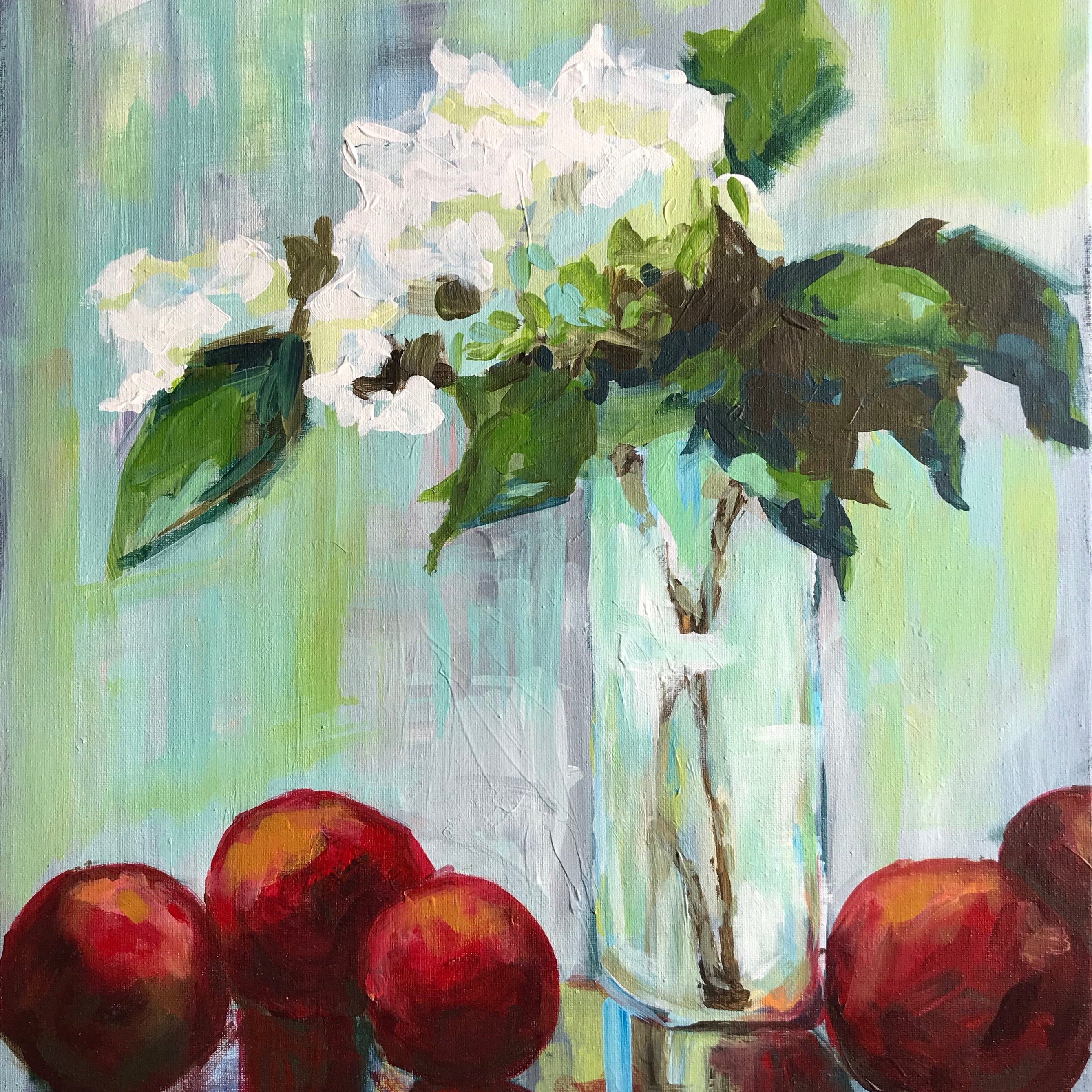 hydrangea and apples still life painting.jpg