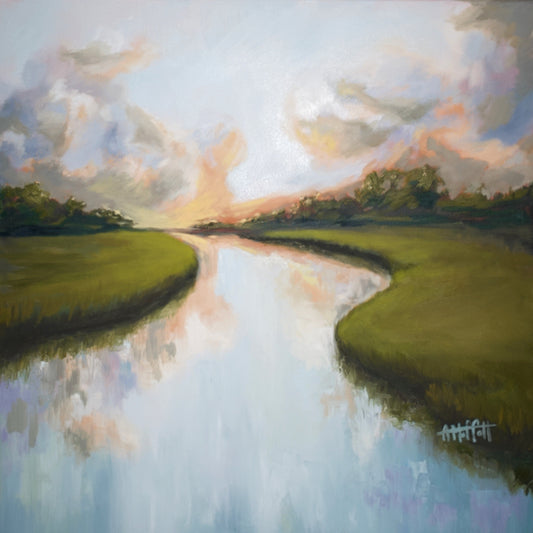 Tidal Creek Drift - Square Coastal Giclée Canvas Art Print by April Moffatt
