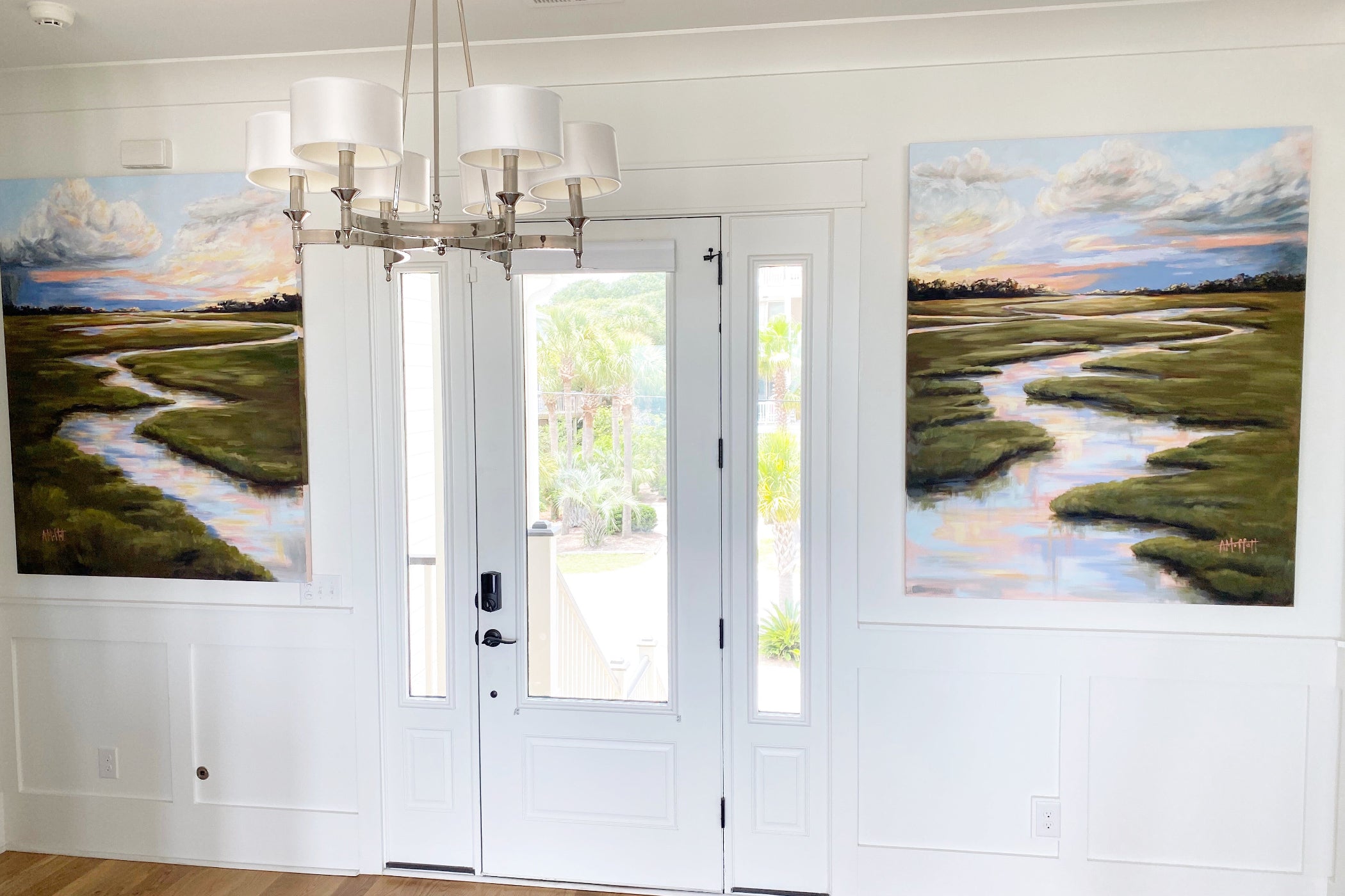 two original Marsh paintings in a clients house on Folly Beach, South Carolina